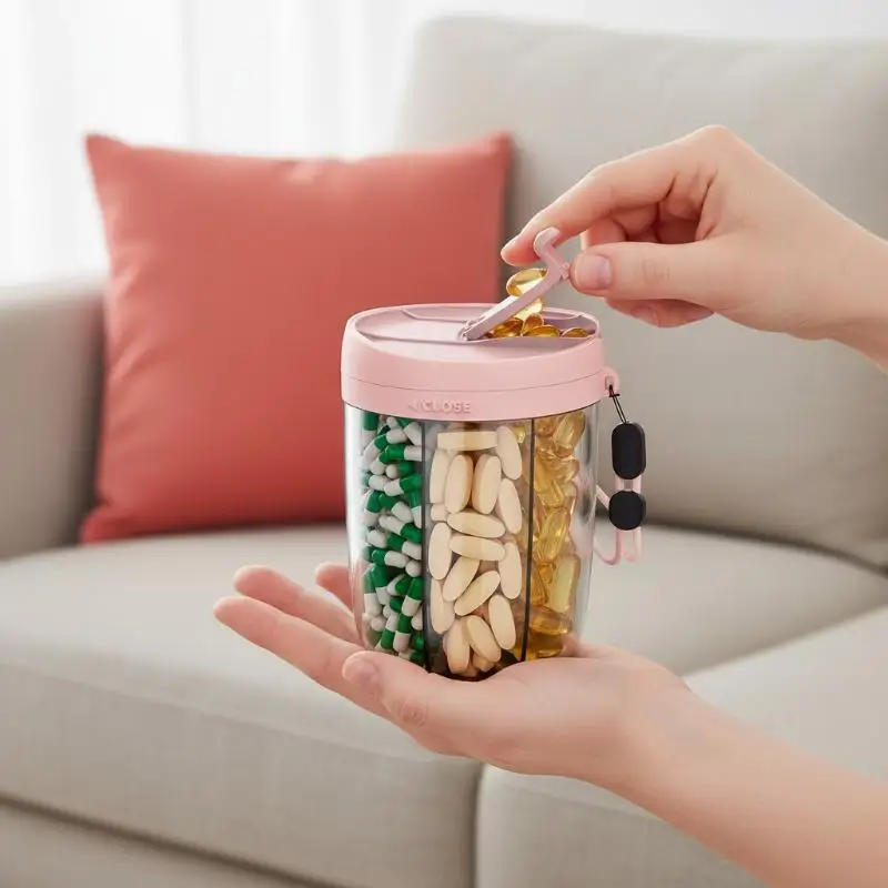 Mini 6 Grid Travel Pill Case 1Pcs Daily Vitamin Supplement Organizer for Short Trip Medicine Storage