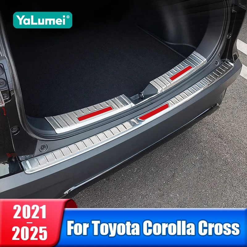 

Внутренняя защита багажника из нержавеющей стали для Toyota Corolla Cross XG10 2021 2022 2023 2024 2025, крышка заднего бампера автомобиля, аксессуары