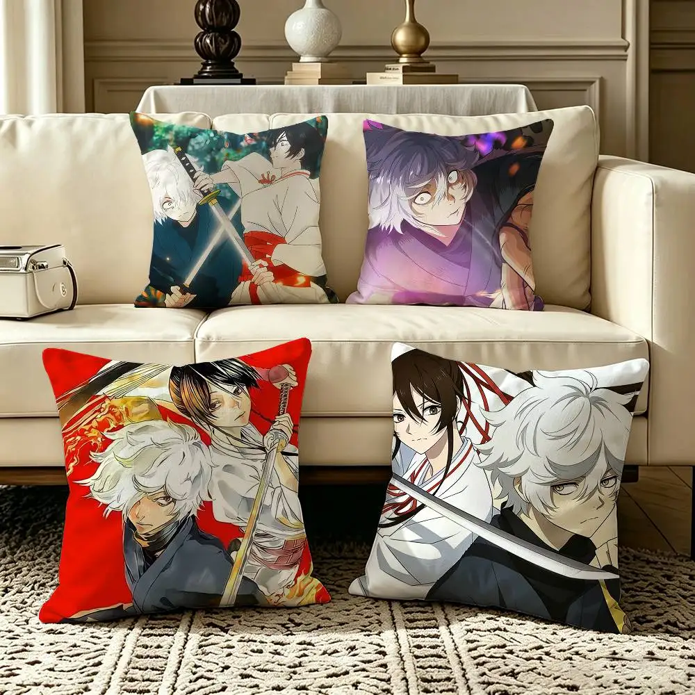 hell paradise Anime  Square Double-Sided printed Pillow Case Bedroom Bedside Pillow Sofa Cushion Cover