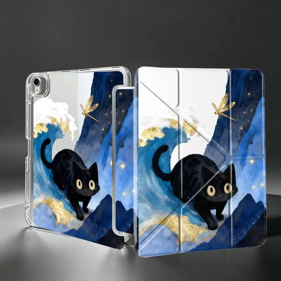 Tablet Case For Samsung Galaxy Tab A8 S8 S9 Plus A9 Plus A11 S10 Lite S7 FE With Pen Slot Cover Ocean Kitten