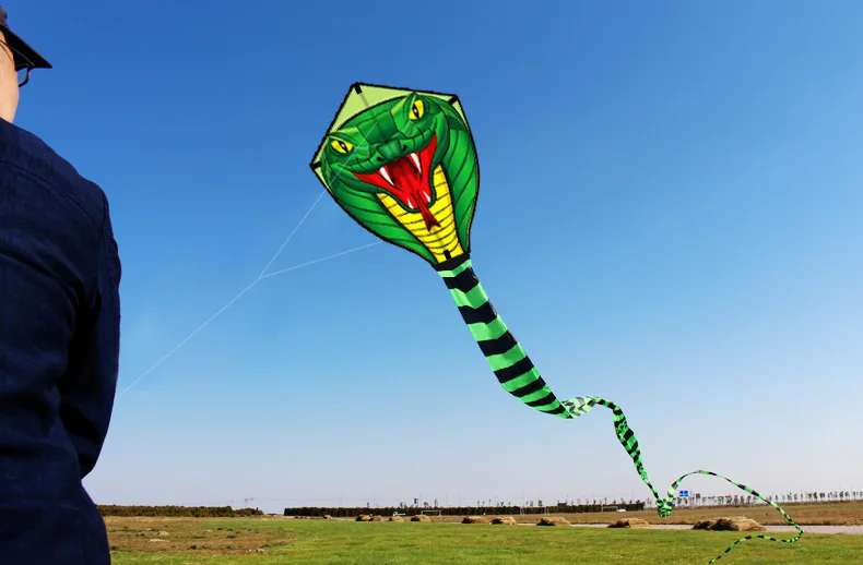 Large 8/15m Variety Of Snake /Power Cobra Kite Animal Wind Kites Outdoor Fun For Children Adults With Hand Line Factory Outlet