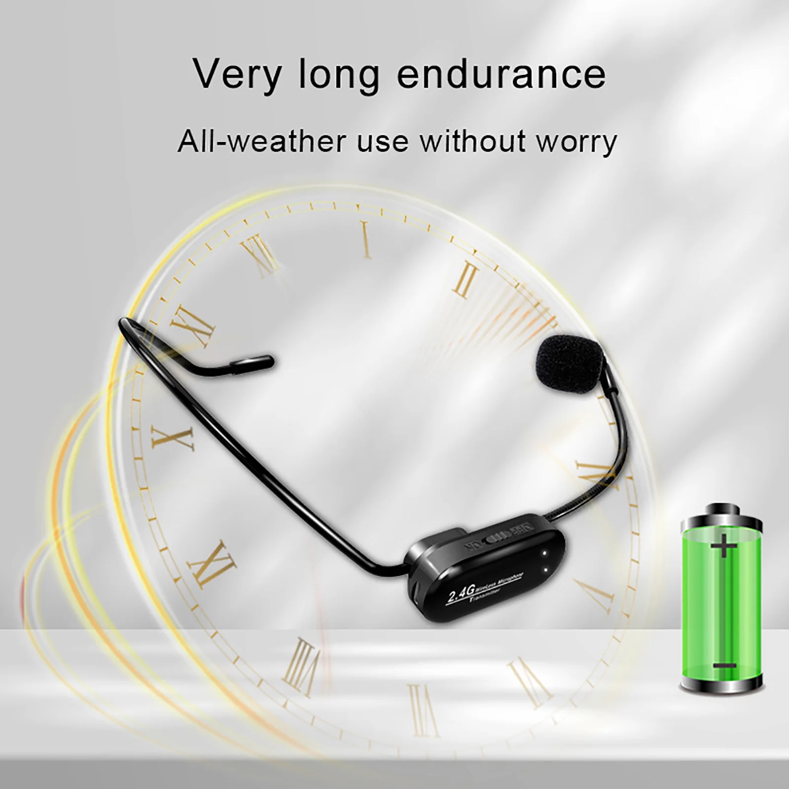 UHF Headset Microfone Sem Fio, Universal Sistema Mic portátil para Amplificador Player, alto-falante desempenho ao ar livre, 2.4G