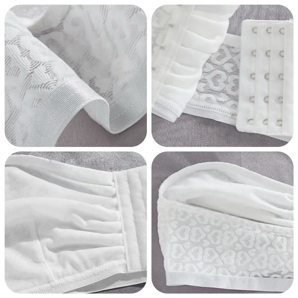 الطيات الناعمة زر الجبهة حمالة أعلى عدم الانزلاق اللاسلكية الدانتيل القلب صديرية دائرية الملابس الداخلية رفع حمالة غير مرئية الصدرية الطرف #2