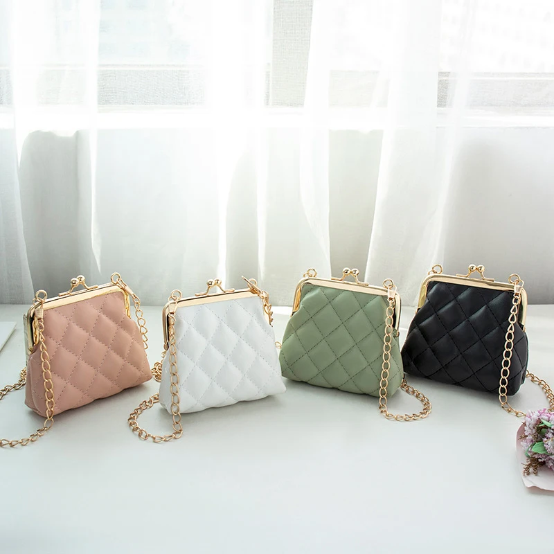 Fashion Single Shoulder Bag Diamond Lattice Embroidery Messenger Bag For Women Female Keys Coin Purse PU Mini Handbag