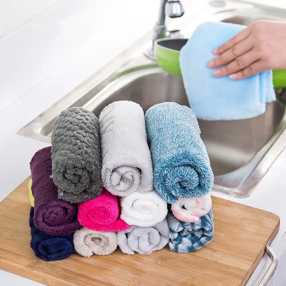 

10pcs Fiber Cleaning Towels Oil-Free Dish Cloths For Kitchenware Glass Furniture Durable Water Absorption Mixed Color