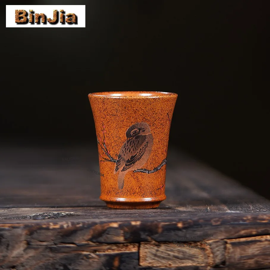70ml Yixing Purple Clay Bird Fun Teacup Vintage Tea Bowl Set Of Cups Tea-tasting Meditation Cup Chazhan Master Cups Tableware