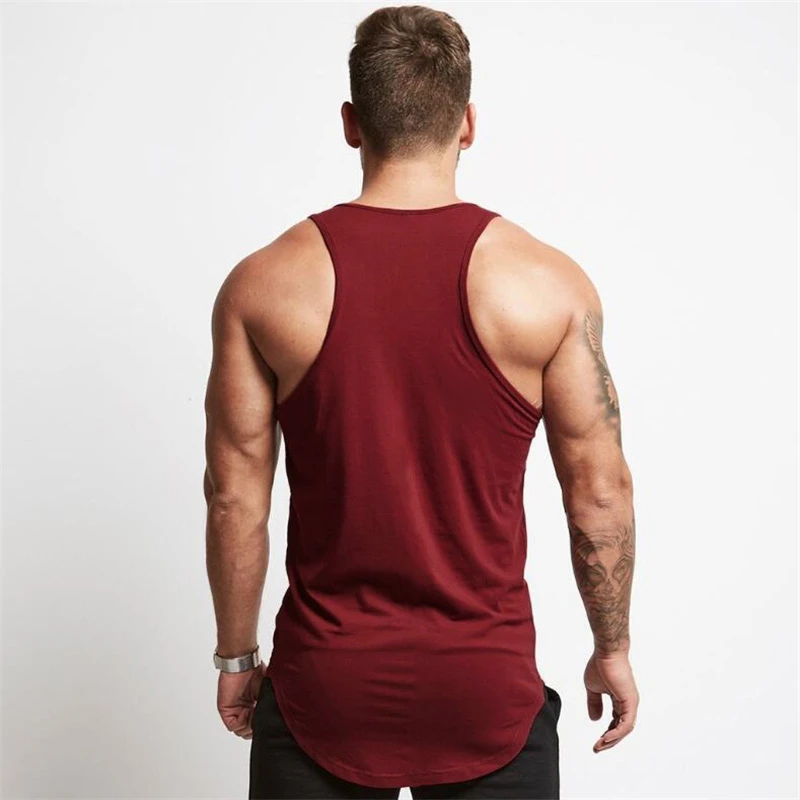 Summer Mens Stringer Tank Top Cotton Sleeveless Moisture-Wicking For Gym Workout Pumping iron Fitness Training Cool Sports Shirt