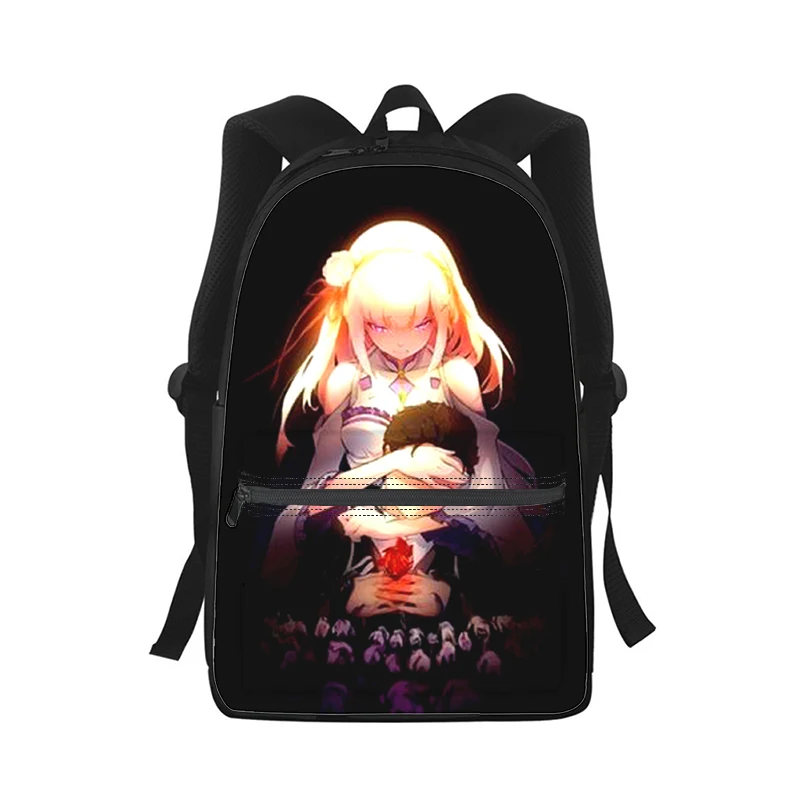 

Re zero Rem Emilia anime Men Women Backpack 3D Print Fashion Student School Bag Laptop Backpack Kids Travel Shoulder Bag