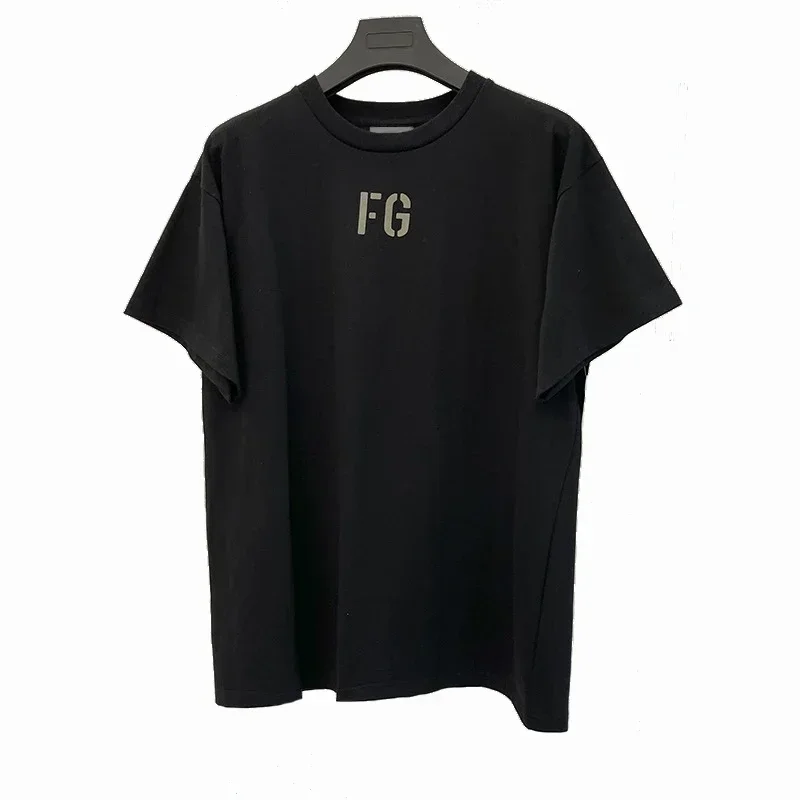 Men FG flocked letters short-sleeved T-SHIRT hip-hop hip-hop season 100% cotton new  graphic t shirts  men clothing