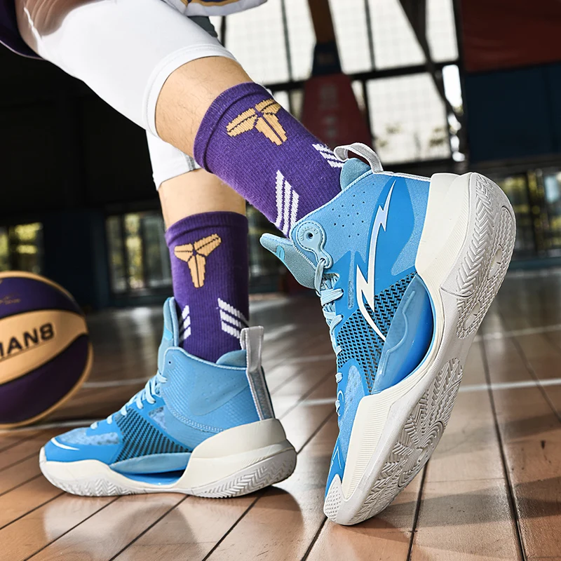 QQ-A25 UltraLight High Quality Mens Basketball Sneakers Training Sports Shoes Breathable Cushion High-top Basketball Shoes 36-46