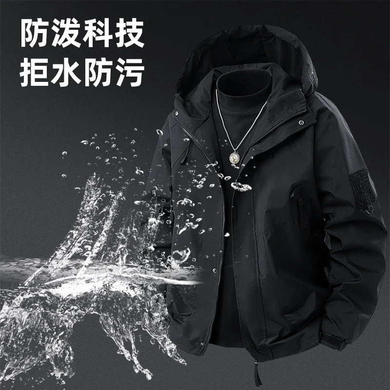 Unisex Jacket Hooded Windbreaker Trench Coats Oversize Clothes Male Waterproof Black Purple Bomber Camping Loose Thin Softshel