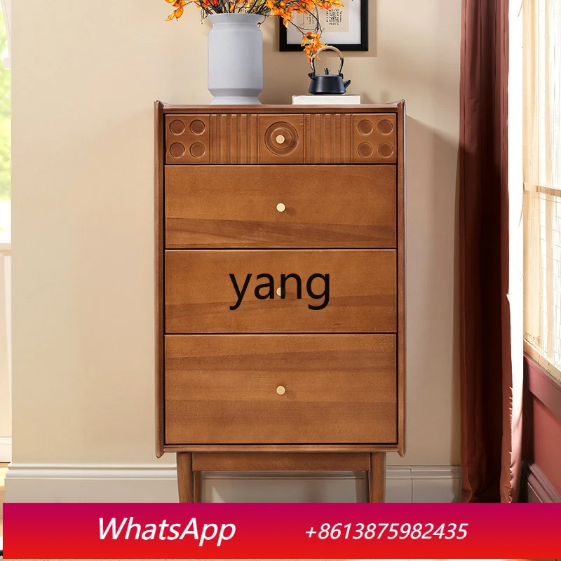 LHL solid wood multi-pump cabinet against the wall carved tea cabinet TV wall side bedroom storage