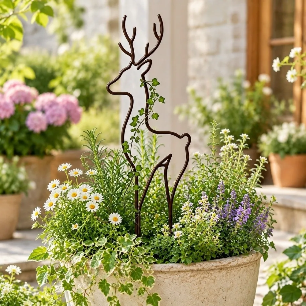 Hollow Out Butterfly Plant Stand Reindeer Weather Resistance Cat Plant Fixed Frame Strong Load Bearing Plant Climbing Trellis
