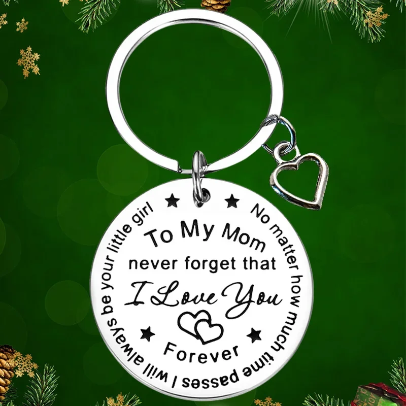 Mom Christmas Gifts Keychain Pendant Mother Daughter Gifts Key Chains to my mom never forget that i love you