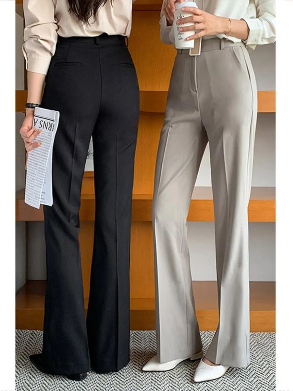 

Spicy High Waist Flared Pants Women's Busin Trousers Summer 2025 New Arrival Profional Sensation Slim Fit Polyester Fiber
