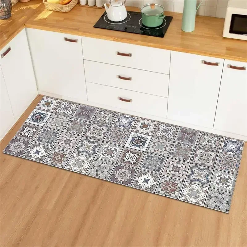 Kitchen PVC Floor Mat Hallway Door Entrance Rug Easy To Clean Washable Oil-proof Doormat Living Room Rugs Wear-resistant Mats 러그