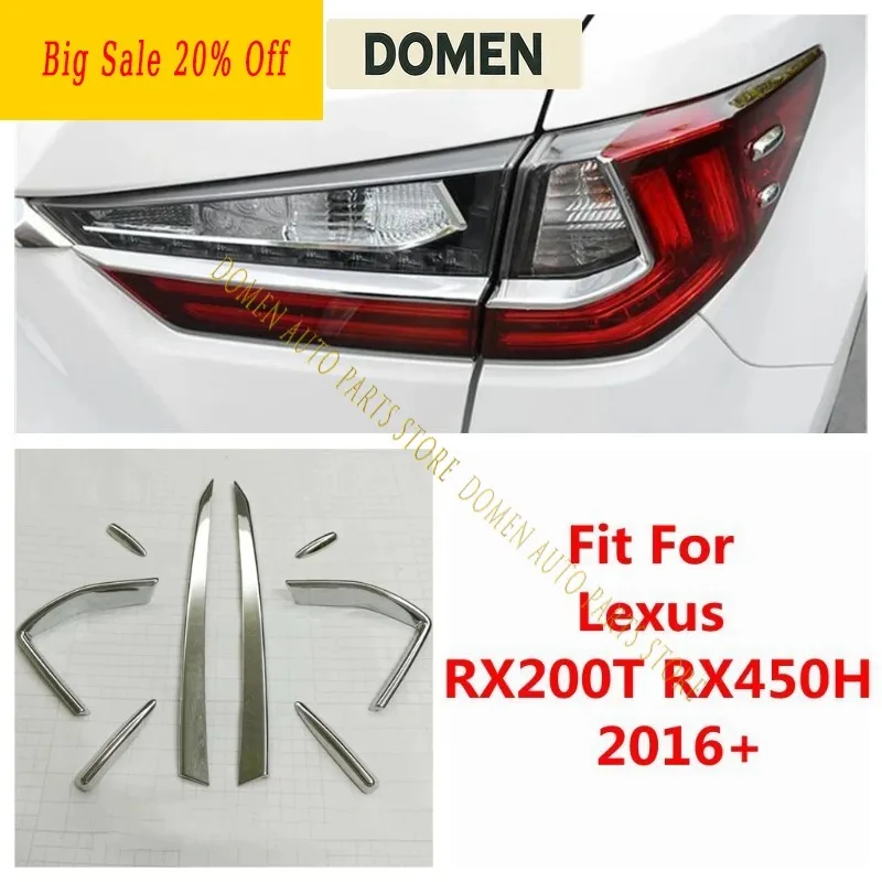 DOMEN For Lexus RX RX450h 2016 - 2022 Rear Tail Lights Lamp Eyebrow Eyelid Strip Decoration Protect Cover Trim ABS Chrome Access