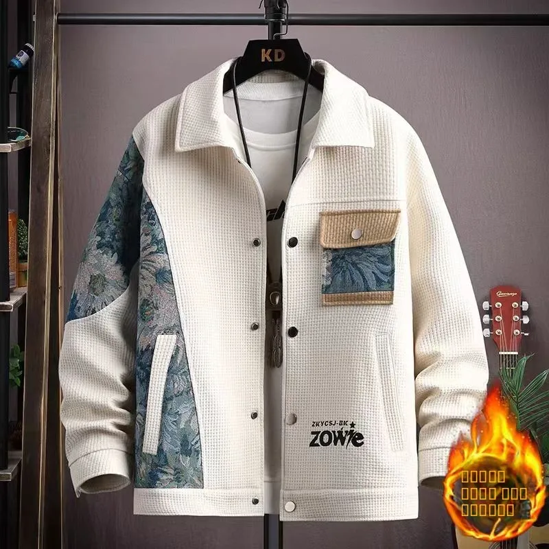 

Мужское пальто большого размера на подкладке Wfle Jaet с теплым воротником в этническом стиле, свободное осенне-зимнее пальто, модная городская повседневная одежда