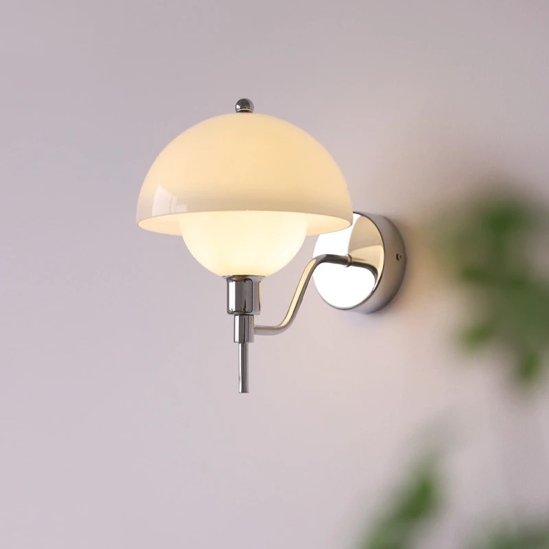 Minimalist Bud-Shaped Wall Sconce, Matte Glass with Chrome/Brass Finish, Clean & Fresh Style