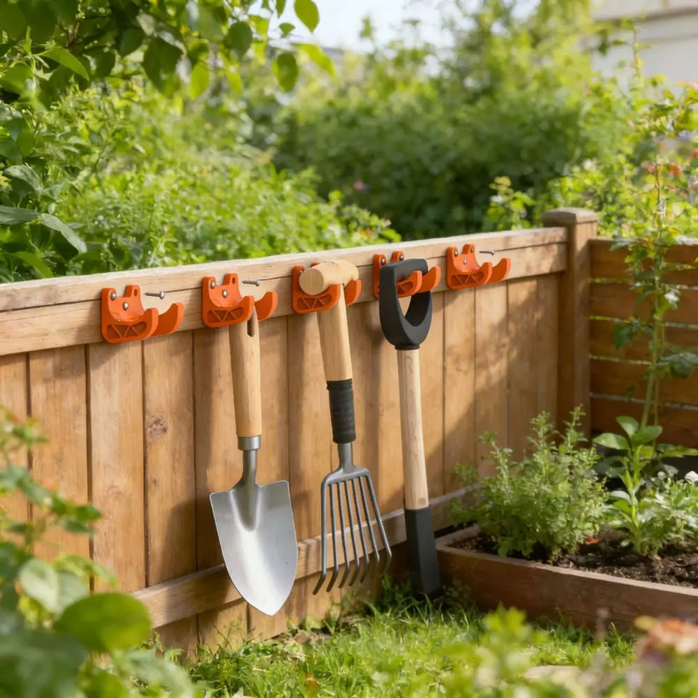 Wall Mounted Storage Organizer Rack For Garden Tools Garage Utility Hanger For Long Handle Equipment Home Organization
