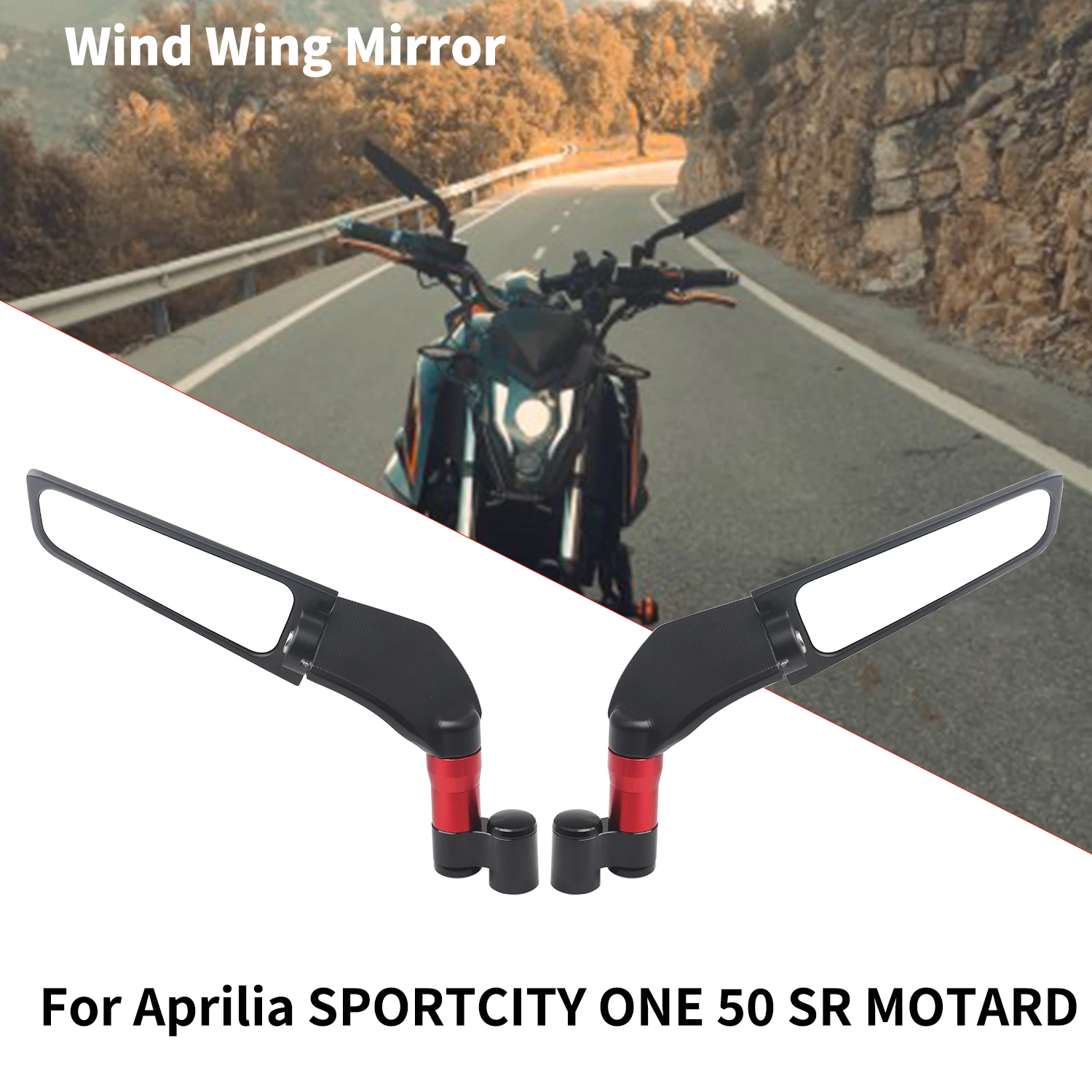 

For Aprilia SPORTCITY ONE 50 SR MOTARD 50 STX CAFE APR125 Universal Motorcycle Mirror Wind Wing side Rearview Reversing mirror