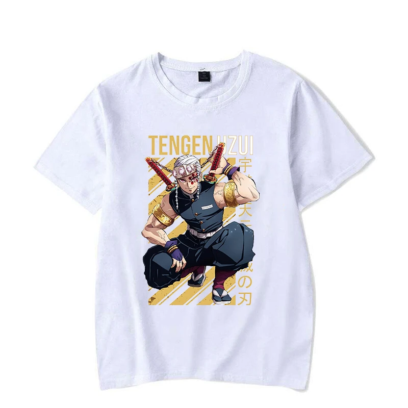 Camiseta Unisex de manga corta con estampado de Anime Uzui Tengen, Tops informales de moda para hombre y mujer, novedad de verano