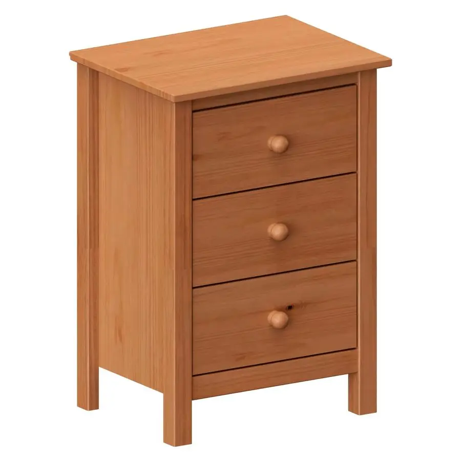 منضدة طويلة مع 3 أدراج طاولة بجانب السرير من خشب الصنوبر الصلب مع تخزين واسع وطاولة جانبية بتصميم مستدام لـ B