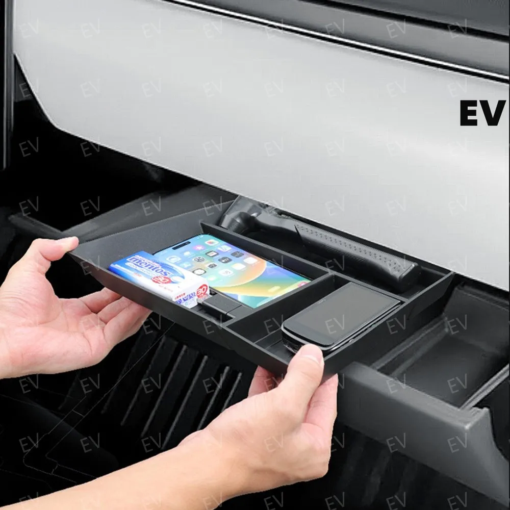 

Glove Box For Tesla Cybertruck 2023 2024 2025 TPE Center Console Anti-Slip Organizer Tray Storage Box