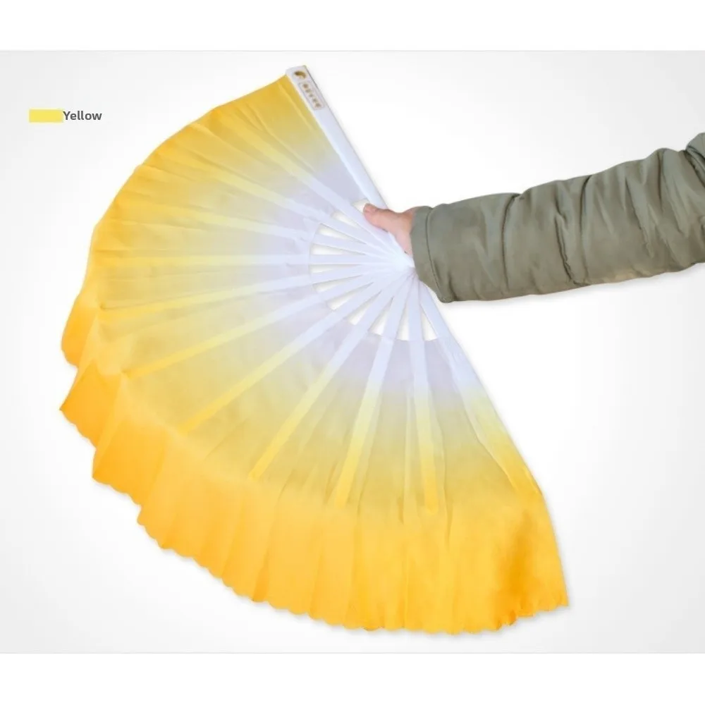New 32.5cm Chinese Short Bellydance Fan Plastic Stick with 10cm Half Circle Silk Veil Pairs Yangko Dance Plastic Fans Dance Fan