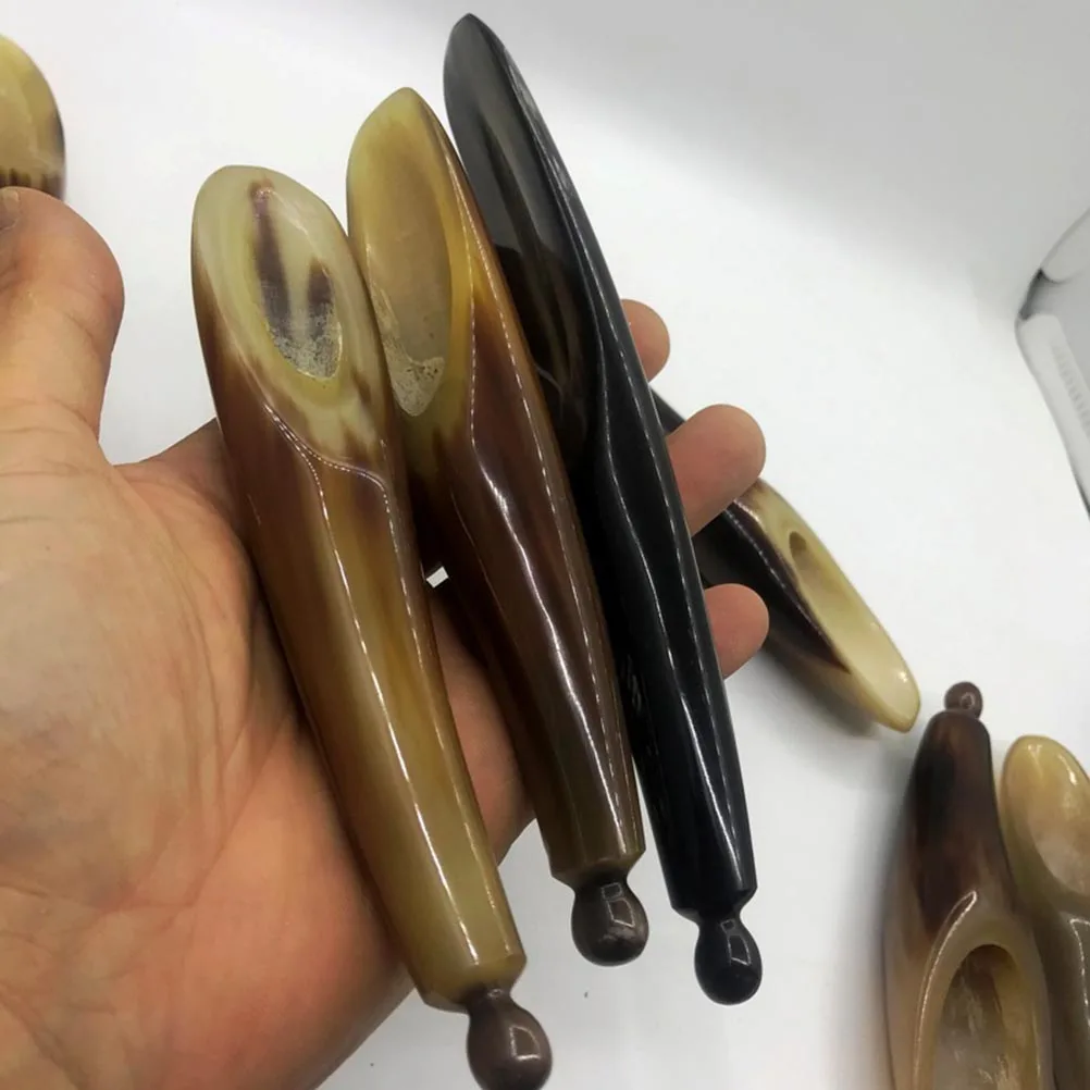 

Yellow Horn Scraping Massage Tool Smooth Edge Pain Relief Detoxifying Skin Nourishing Massager Scraping Horn Tube Traditional