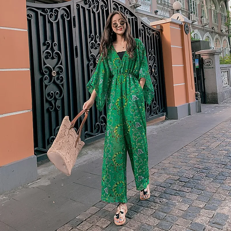 하이웨이스트 실크 쉬폰 플리치 팬츠 여성용 넓은 다리 캐주얼 팬츠