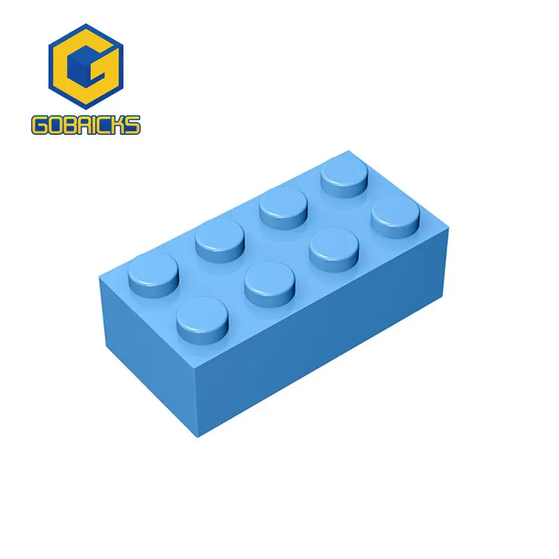 Gobricks 10pcs Building Blocks Thick Figures Bricks 2x4 Dots Educational Creative Compatible With 3001 Plastic Toys For Children