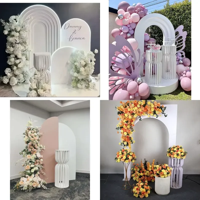 Customized wedding background decoration products, acrylic PVC arched background board, acrylic PVC white corrugated arched