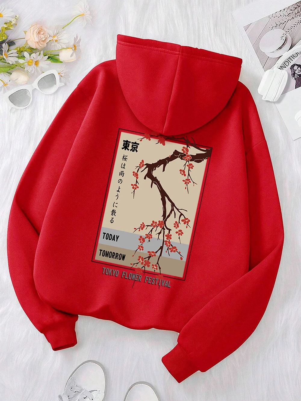 Today Tomorrow Tokyo Flower Festival Hoody Men Women Casual Warm Hoodies Fashion Loose Clothes Fleece Pullover Sweatshirt Couple — zdjęcie 6