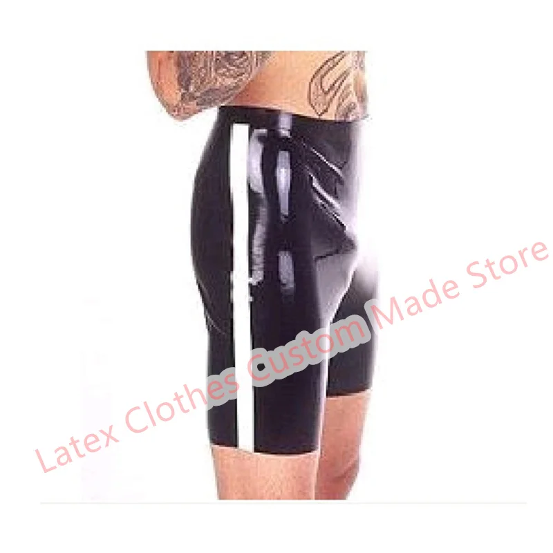 Latex Male Panties Customise Sexy Fetish Men Underwear Boxer Supply Plus Size Shorts with White Trim