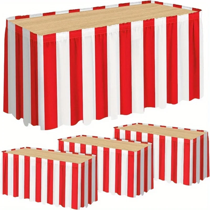 Red and white striped tablecloth - Circus theme party supplies