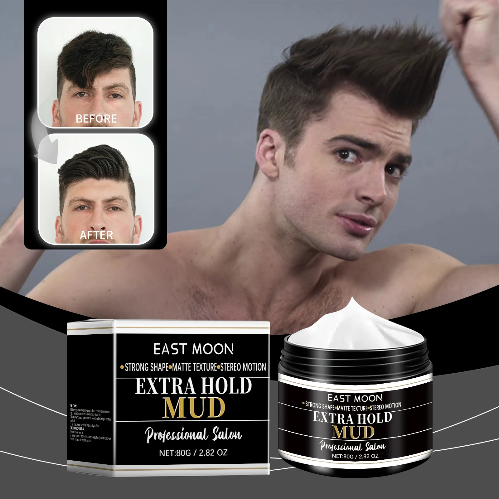 Long Lasting Hair Styling Wax For Men Strong Hold Hairstyle Finished Hair Styling Clay Mud Salon Hair Cream Refreshing Hair Wax