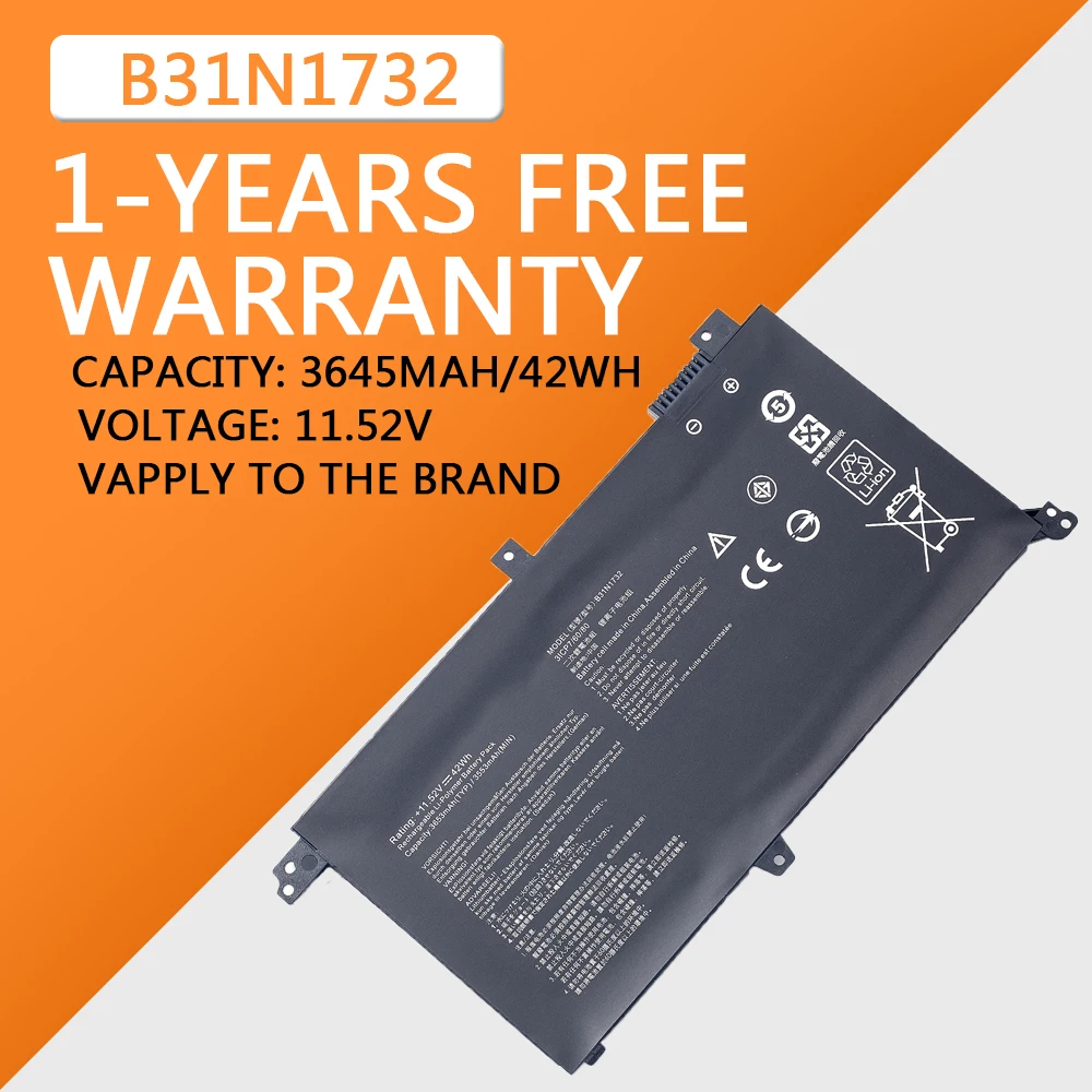 B31n1732 Laptop Batterij Voor Asus Vivoboek X430ua X430uf X430un X430fa X430fn X 571G X571lh X571gt 11.52V 42wh