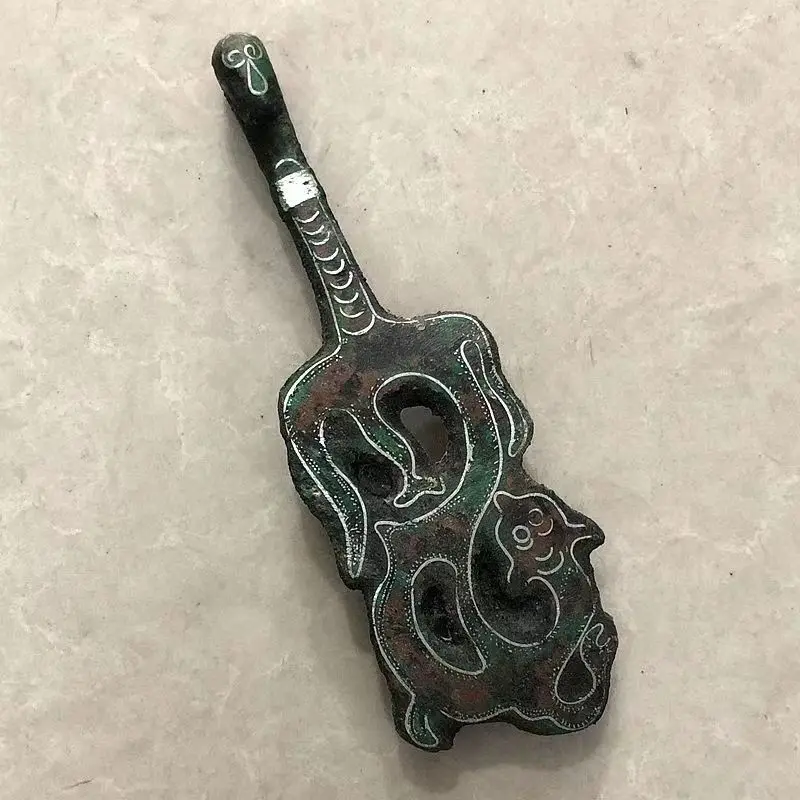 Antiques miscellaneous collection Qin and Han dynasties wrong gold and silver bronze hook special free postage