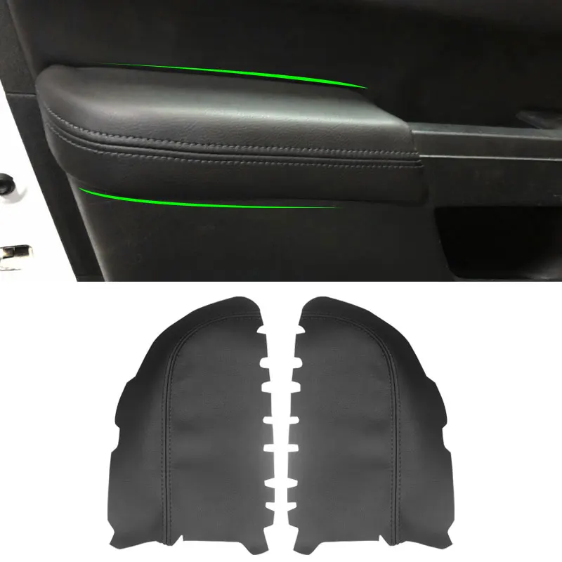 For Honda Pilot 2009 2010 2011 2012 2013 Microfiber Leather Front Door Panels Armrest Covers Trim 2pcs Black