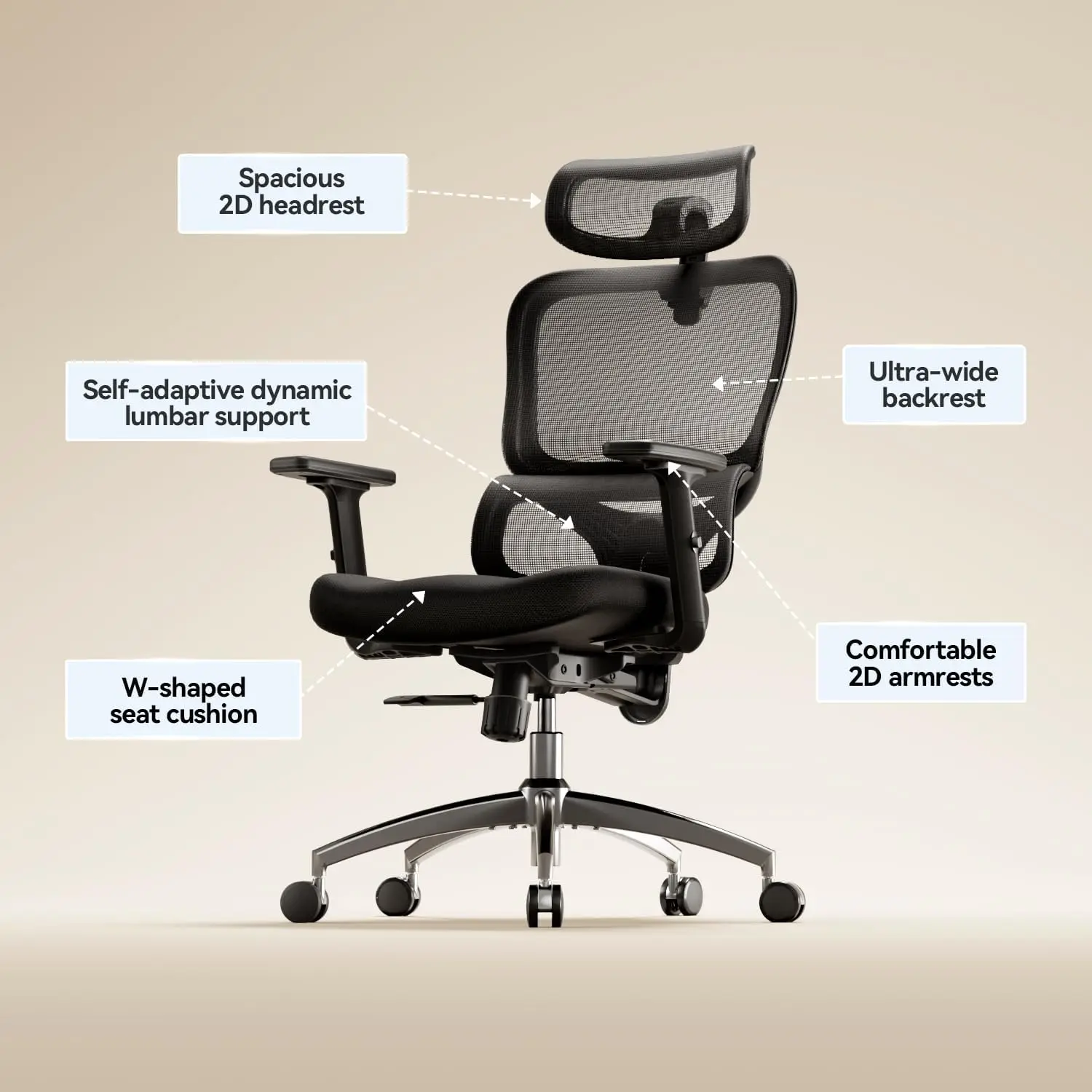 Office Chair, High Back Desk Chair, Lumbar Support, Swivel Computer Task Chair with Adjustable Headrest, Tilt Function,Black