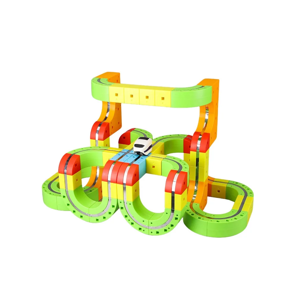 US Patent Magnetic Train Set with Large Blocks, Montessori & STEM Learning Toy for Kids Ages 3-8, Educational Track Building Toy