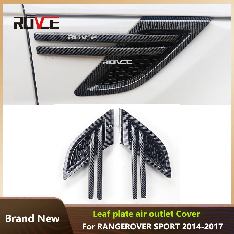 

ROVCE For Land Rover Range Rover Sport L494 2014-2017 Side Fender Air Vent Outlet Cover Trim Grille Carbon Fiber Style