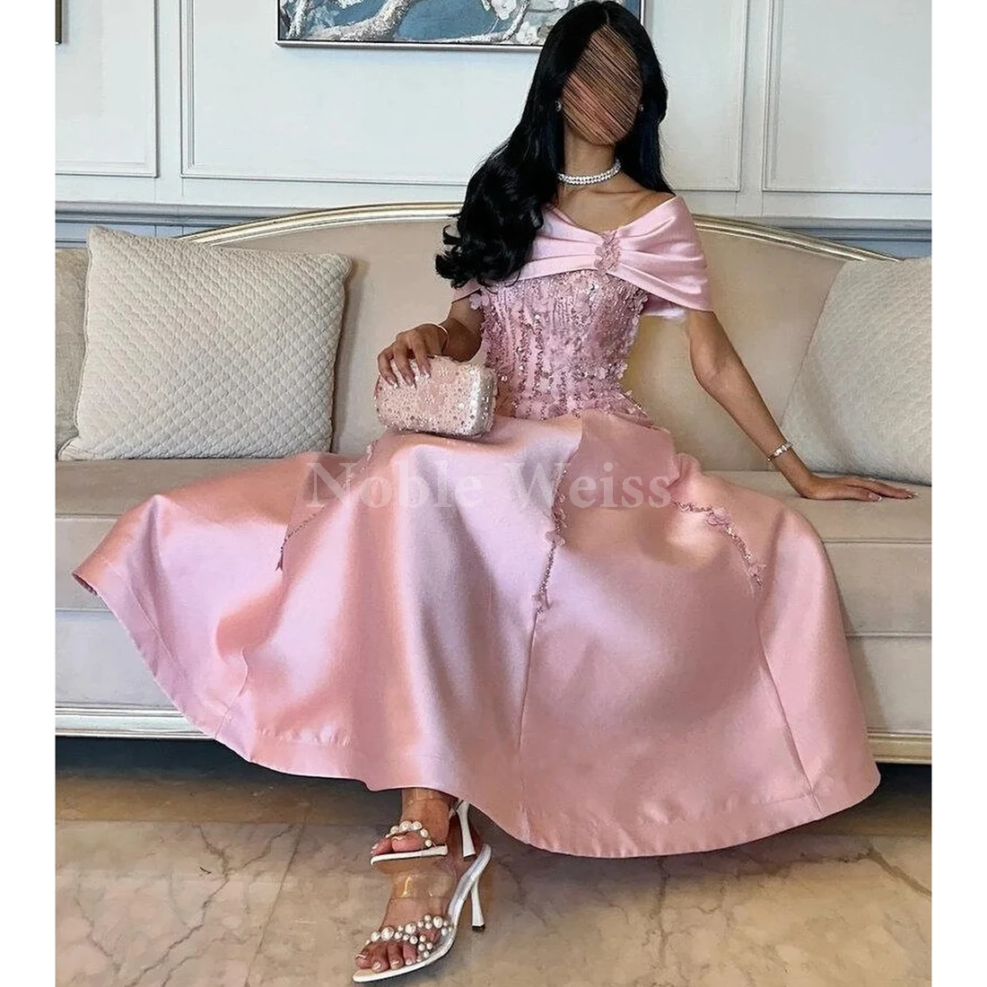 Eleganti abiti da ballo con spalle scoperte e perline con paillettes personalizzati