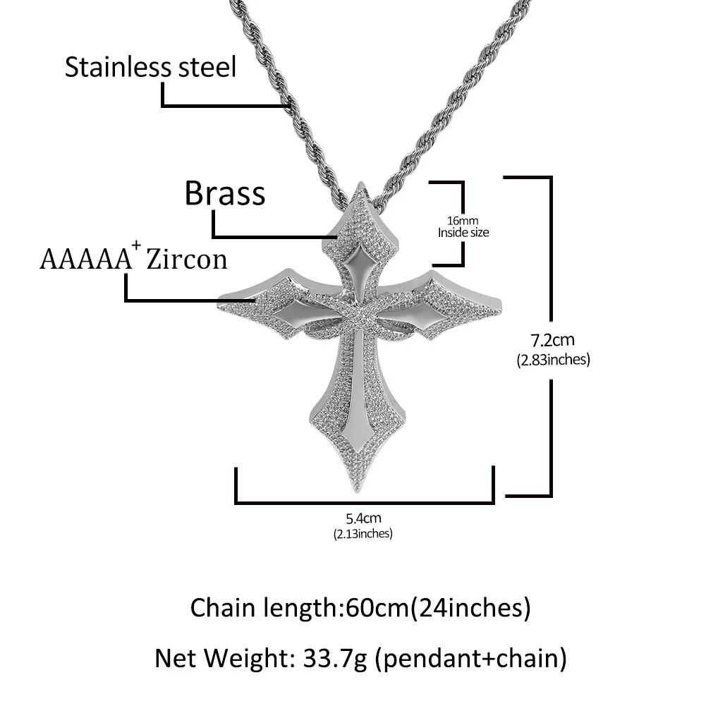 New Hip Hop Ice Blade Cross Pendant for Men Personality Fashion Trend Daily Accessories Jewelry Gift