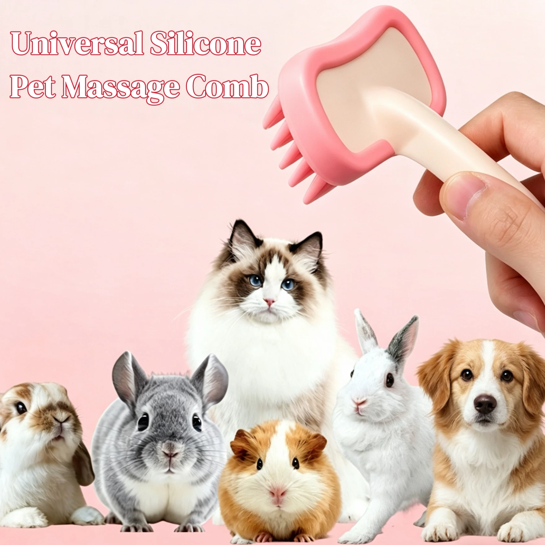 Dog Grooming Brush Silicone Slicker Pet Deshedding Massage Comb, Long Hair Fur Remover for Dogs Cats Rabbits Guinea Pig