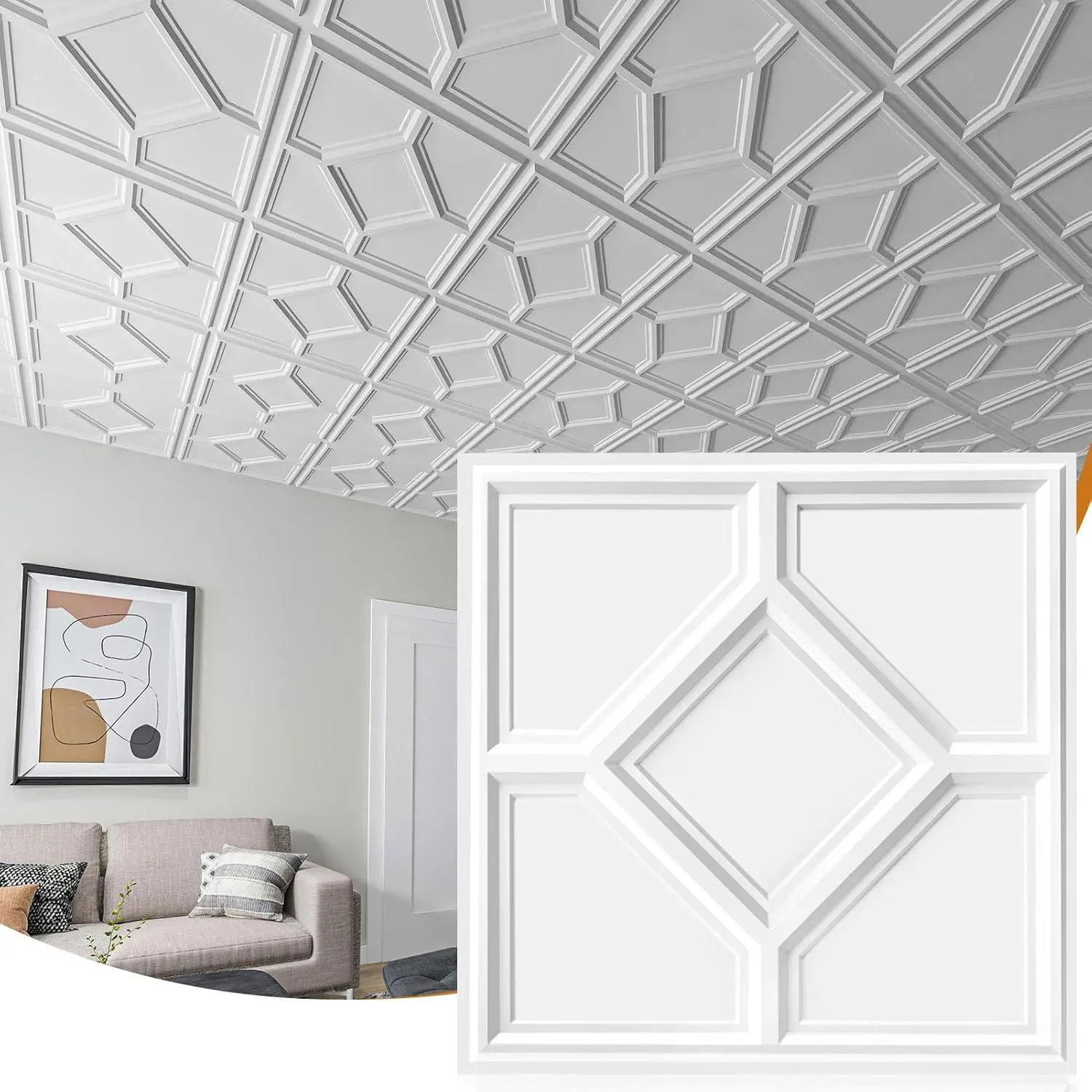 

Набор из 12 потолочных плиток 24x24, 3D декоративные клеевые потолочные плитки белого цвета для легкой установки