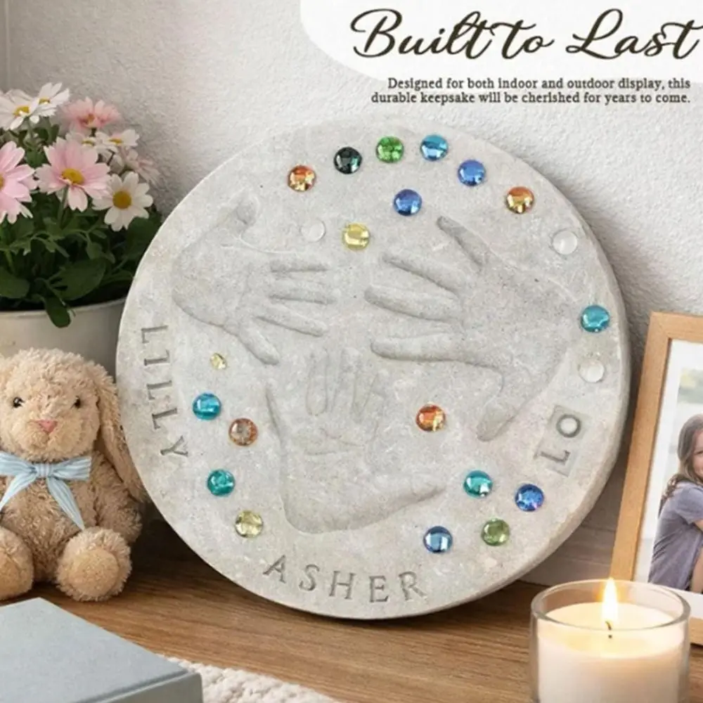 

DIY Handprint Stepping Stone Kit Includes Stamp Set Includes Colored Stones Handprint Gift Kit Craft Kit