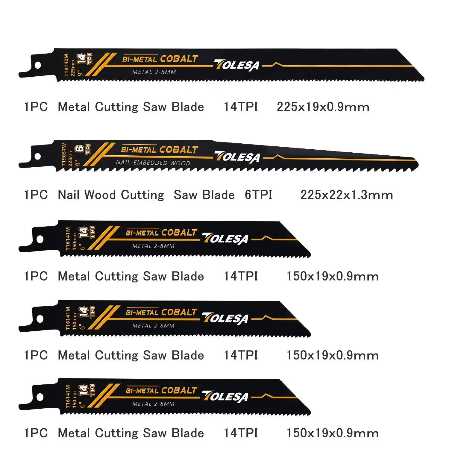 TOLESA 10PCS Reciprocating Bi-metal Saw Blades for Wood Pruning PVC Cutting Heavy Metal Cutting Metal Tube Sheet for Window Door