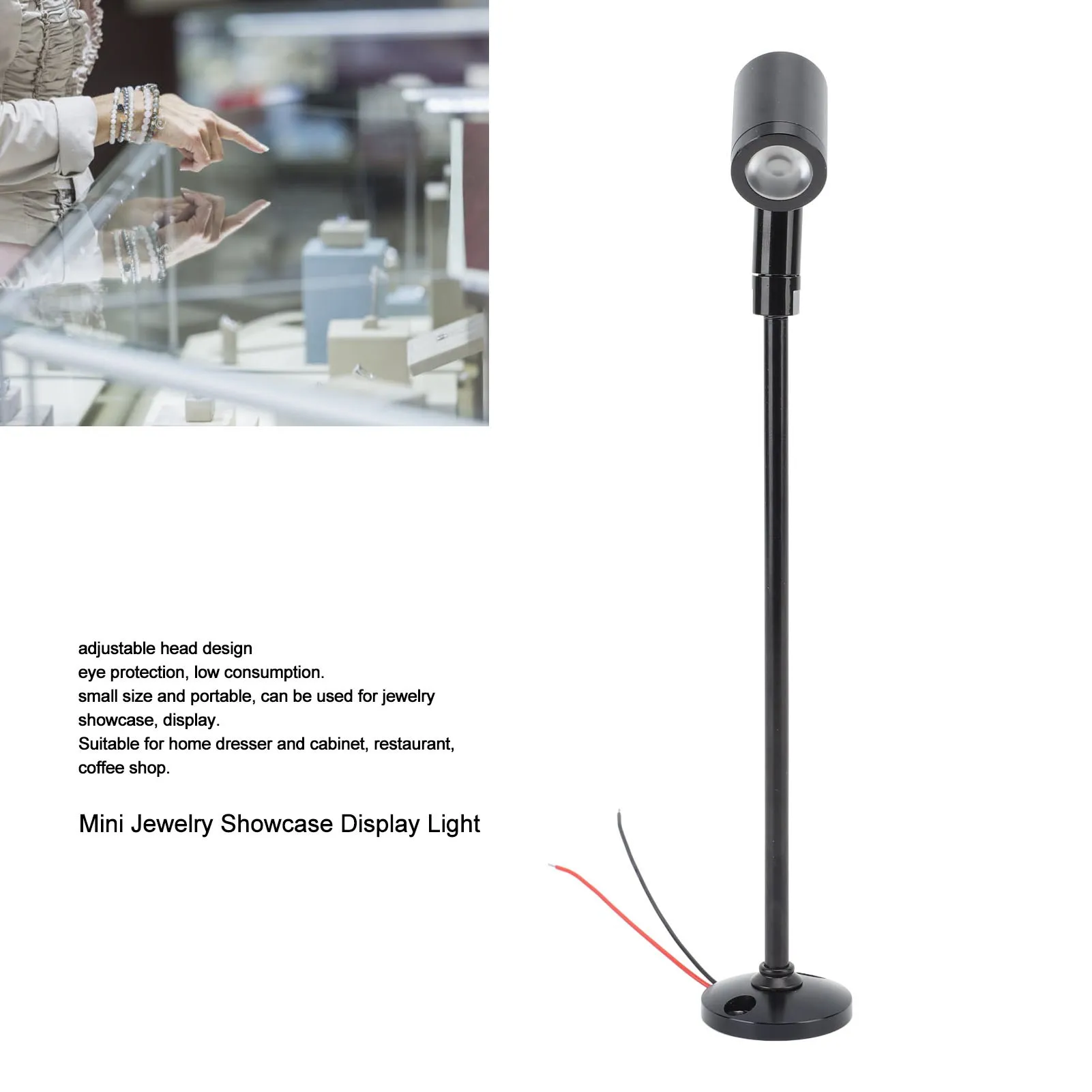 LED Spotlight Mini Display Cabinet Light Stable Heat Dissipation Bright Standing Aluminum Modern Jewelry Light for Restaurant